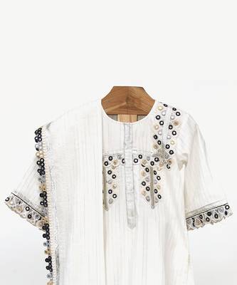 White silver lurex embroidary suit set 2