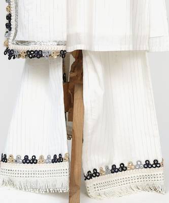 White silver lurex embroidary suit set 3