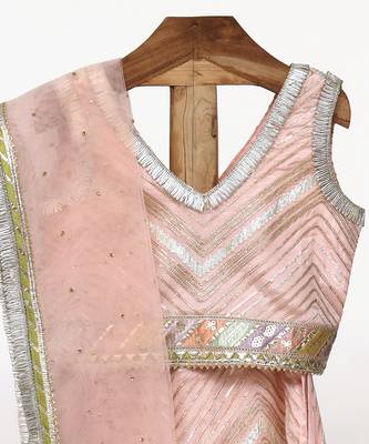 Baby pink chinon lehenga set 2