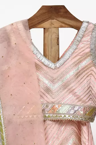 Baby pink chinon lehenga set