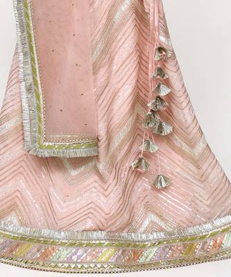 Baby pink chinon lehenga set 3