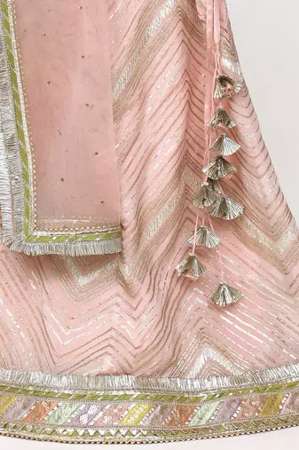 Baby pink chinon lehenga set