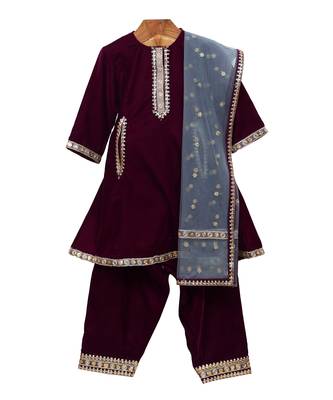 Purple velvet suit set 1