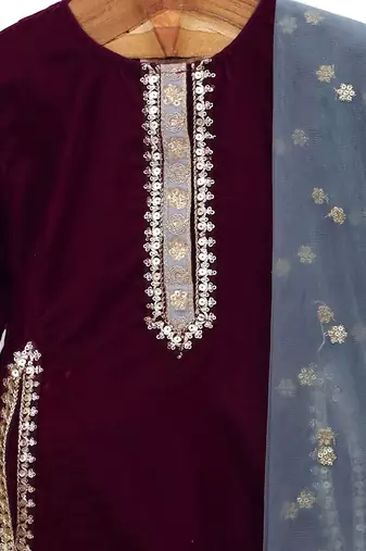 Purple velvet suit set