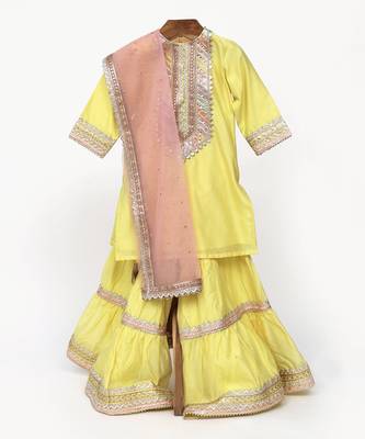 Yellow  chanderi silk  sharara set 1