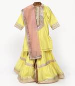 Yellow  chanderi silk  sharara set