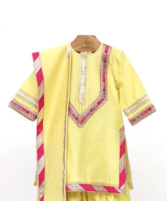 Yellow  chanderi  sharara set 2