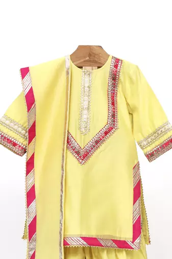 Yellow  chanderi  sharara set