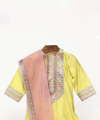 Yellow  chanderi silk  sharara set 2