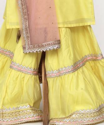 Yellow  chanderi silk  sharara set 3