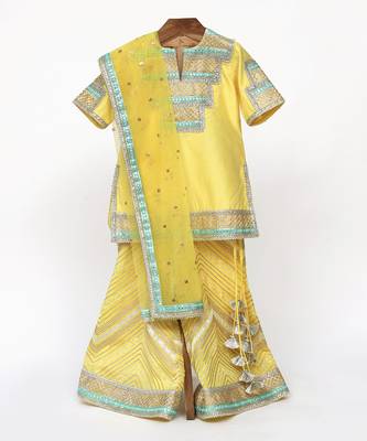 Yellow  chanderi silk  sharara set 1