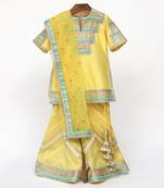 Yellow  chanderi silk  sharara set