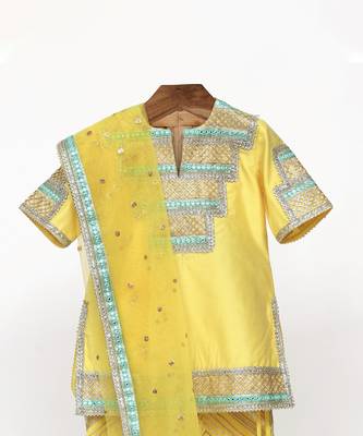 Yellow  chanderi silk  sharara set 2