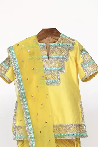 Yellow  chanderi silk  sharara set