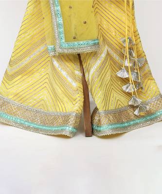 Yellow  chanderi silk  sharara set 3