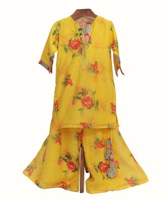 Yellow silk chanderi sharara set 1
