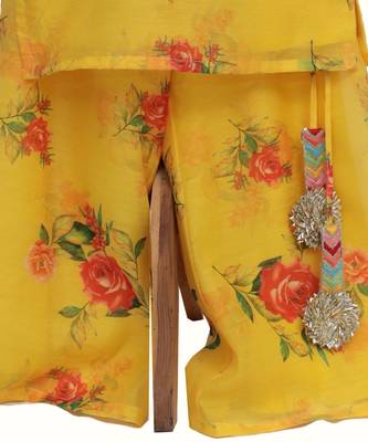 Yellow silk chanderi sharara set 3