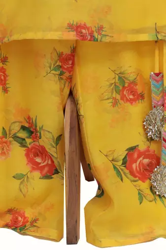 Yellow silk chanderi sharara set