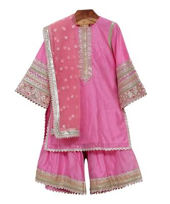 Pink silk chanderi sharara set 1