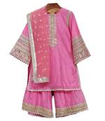 Pink silk chanderi sharara set