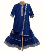 Blue silk chanderi sharara set