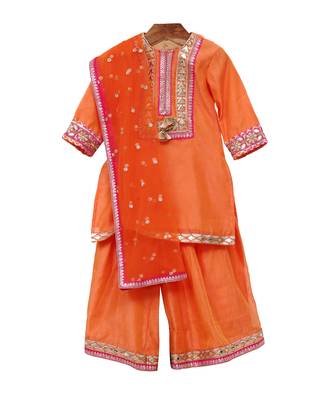 Orange silk chanderi sharara set 1