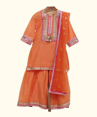 Orange silk chanderi sharara set 2