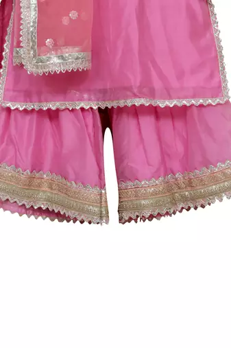 Pink silk chanderi sharara set