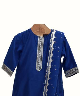 Blue silk chanderi sharara set 2