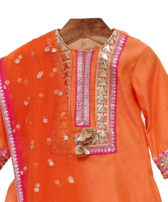 Orange silk chanderi sharara set 3