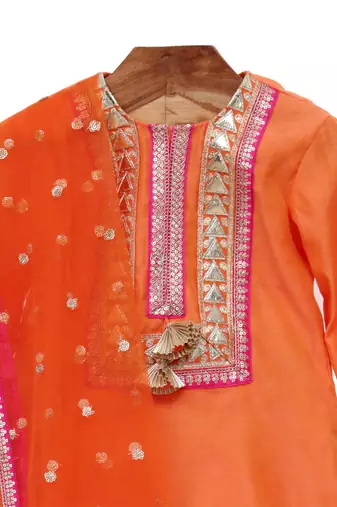 Orange silk chanderi sharara set