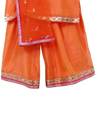 Orange silk chanderi sharara set 4