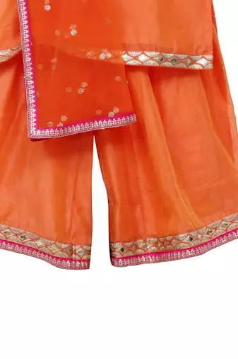 Orange silk chanderi sharara set