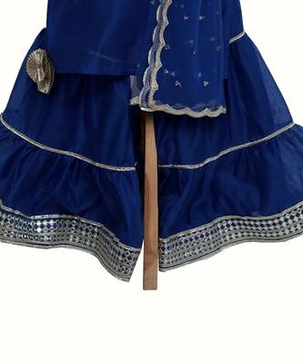 Blue silk chanderi sharara set 3