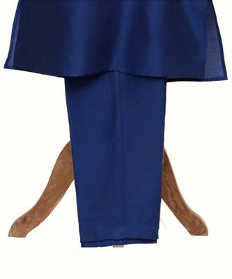 Blue embroidered chanderi silk kurta pyjama set 3