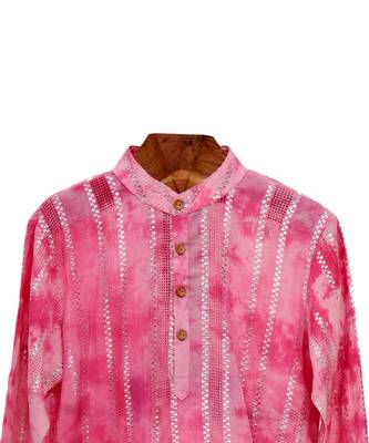 Pink printed cotton kurta pyjama set 2