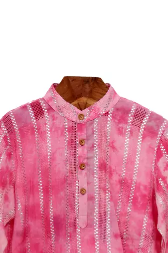 Pink printed cotton kurta pyjama set