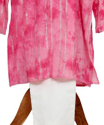 Pink printed cotton kurta pyjama set 3