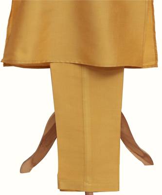 Golden embroidered chanderi silk kurta pyjama set 3