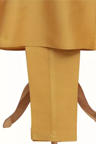 Golden embroidered chanderi silk kurta pyjama set