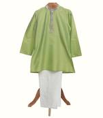 Green embroidered chanderi silk kurta pyjama set