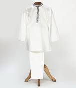 White embroidered silver lurex kurta pyjama set