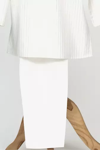 White embroidered silver lurex kurta pyjama set