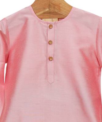 Pink plain cotton kurta pyjama set 2
