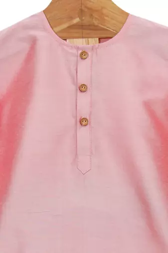 Pink plain cotton kurta pyjama set