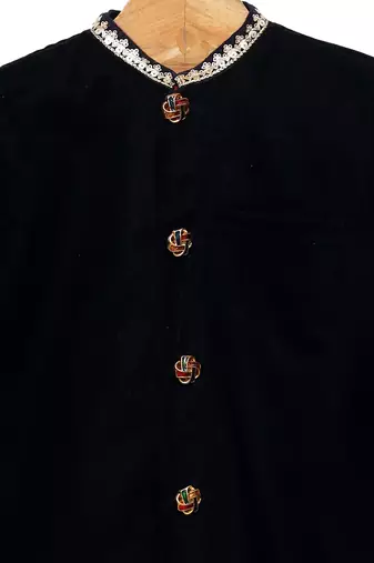 Black plain cotton velvet sherwani set