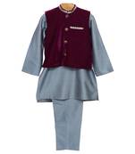 Grey plain cotton kurta pyjama set