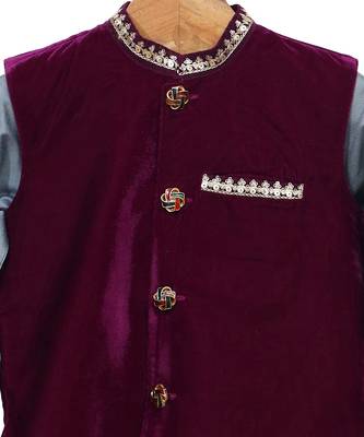 Grey plain cotton kurta pyjama set 2