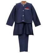 Blue  plain cotton  kurta pyjama set