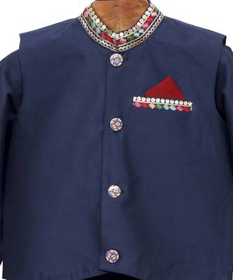 Blue  plain cotton  kurta pyjama set 2